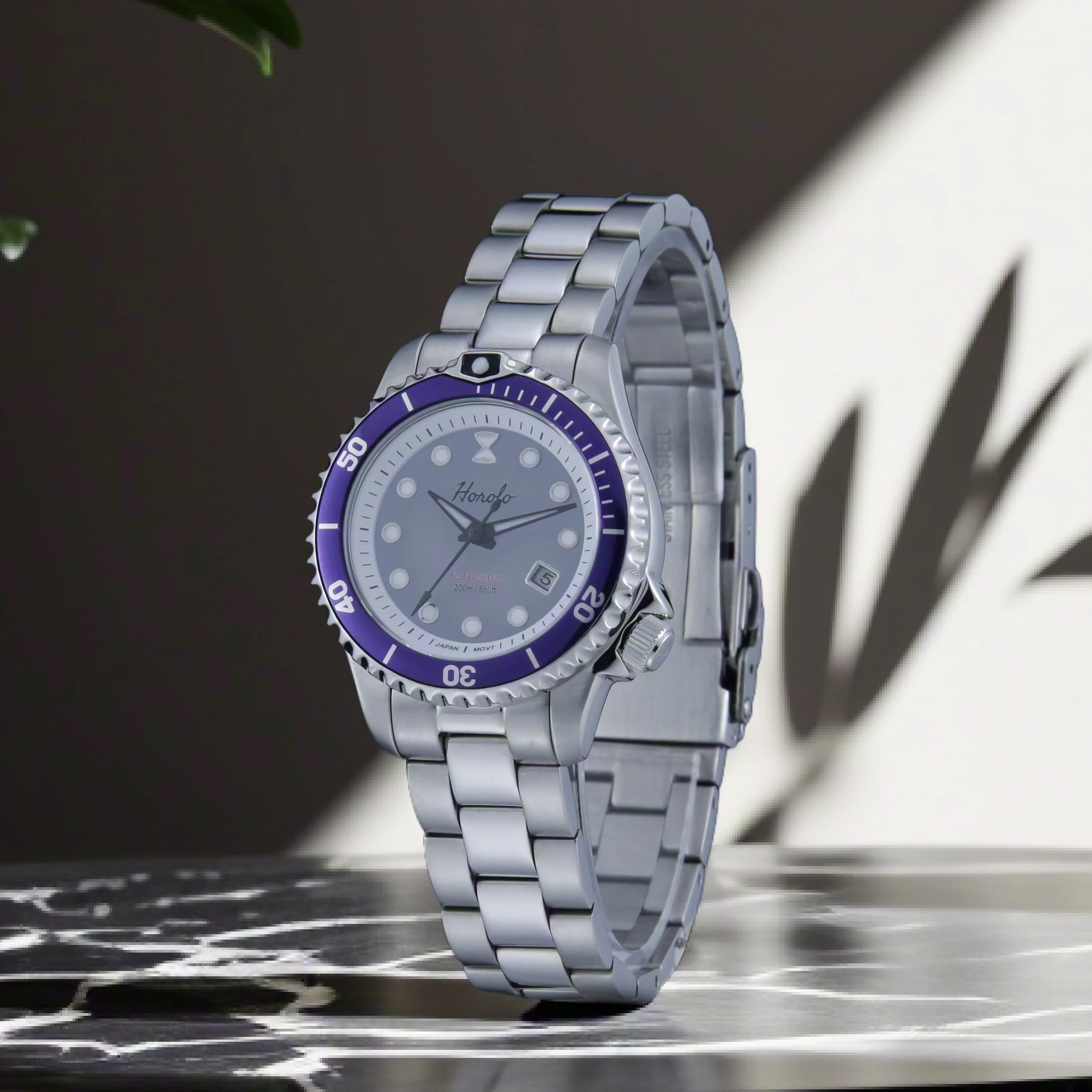 Horolo S1955X japon mouvement à Quartz solaire Epson VS22 acier inoxydable Super-LumiNova BGW9 résistant à l'eau 20ATM montres pour femmes
