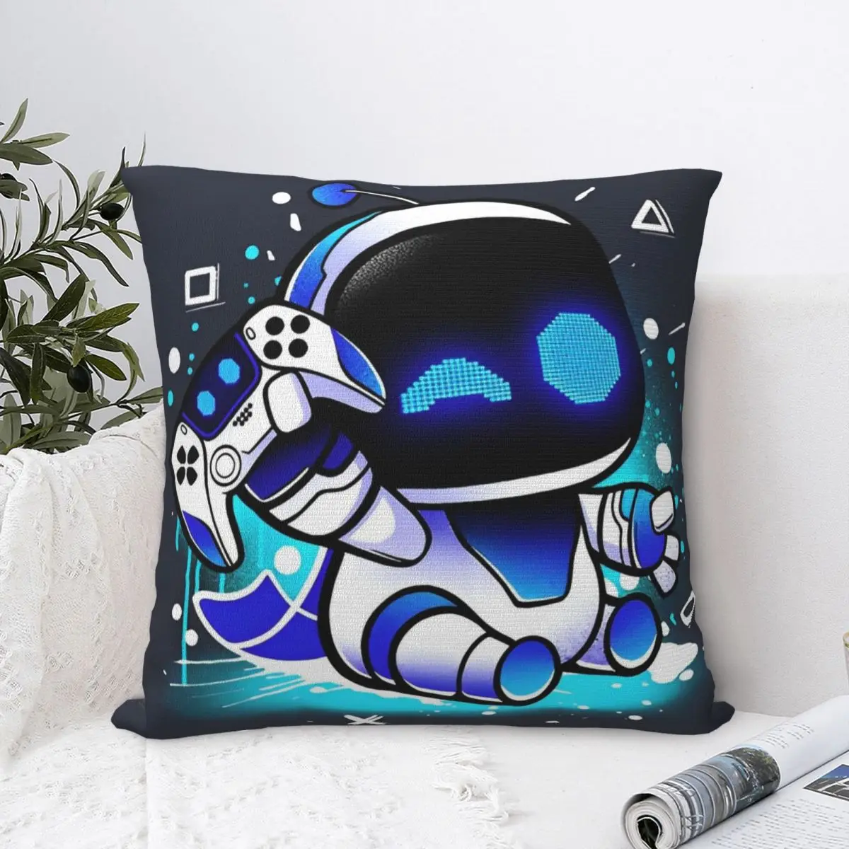 Gamer Bot Wall And Art Pillowcases Living Room Astro Bot Adorable Robots Cushion Cover Cute Pillowcase 45*45