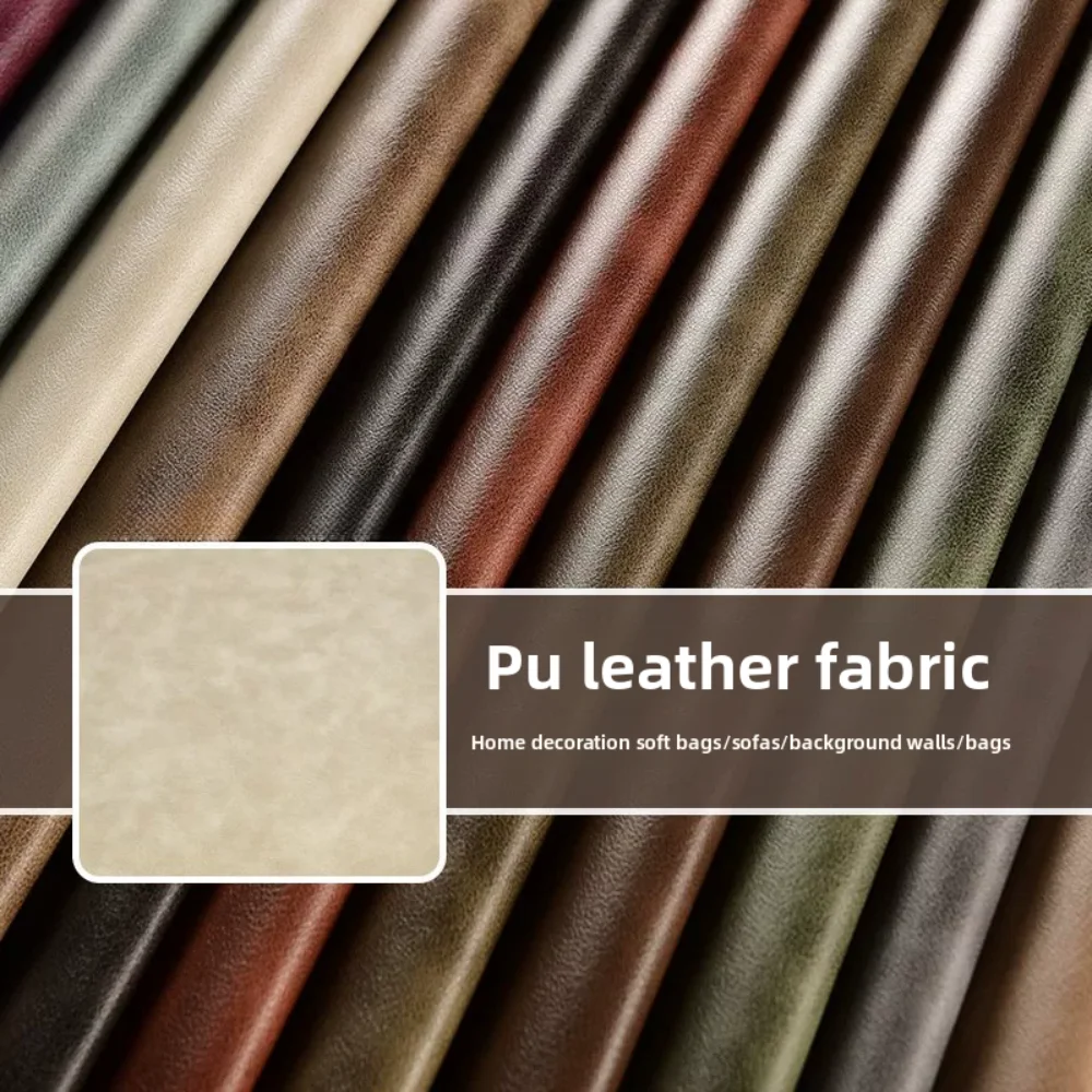 

Retro Two-color PU Leather Fabric for Decoration Soft Bags Elastic Decorative Bags Thick Interiors Fabrics Diy Sewing Cloth