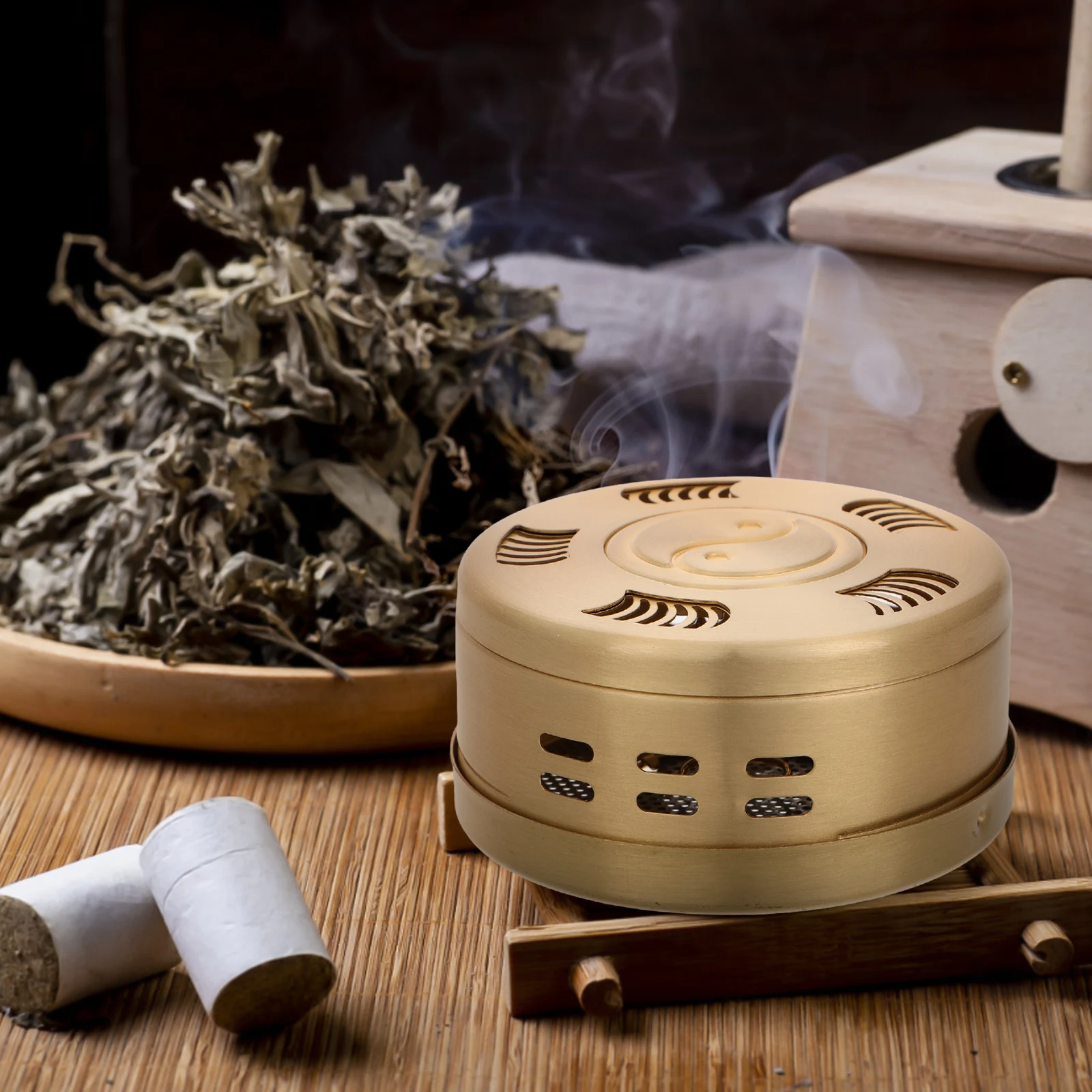 صندوق الكى النحاسي دخاني معدني Moxa الموقد قابل للتعديل المحمولة للعلاج بالتدليك أداة العناية بالجسم متعددة الوظائف #5