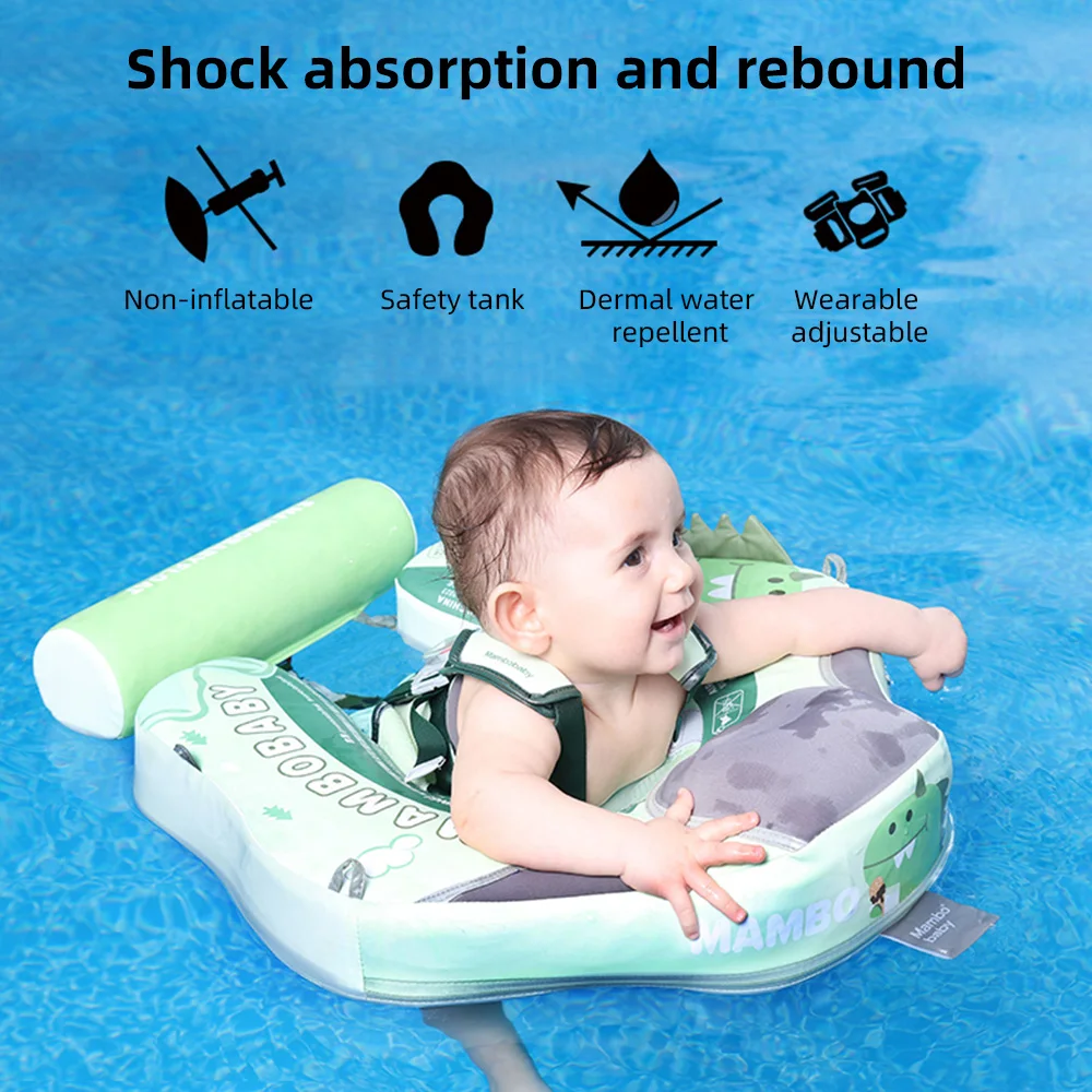 Mambobaby flutuador de natação para bebês, não inflável, anel flutuante para piscina, à prova d'água, com dossel solar para 3 a 24 anos