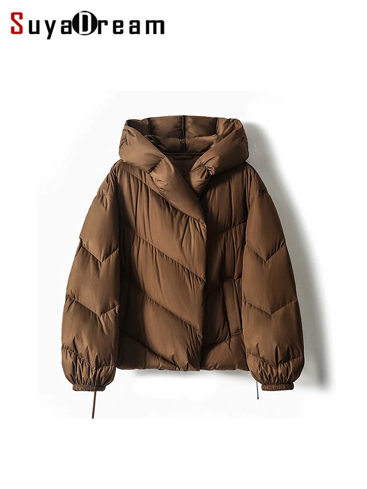 Suyarepl, Manteau à Capuche pour Femme, 95% Rembourrage en Duvet d'Oie Blanche, Parkas Matelassées Solides, Vêtements d'Extérieur Chauds, Automne et Hiver 2023