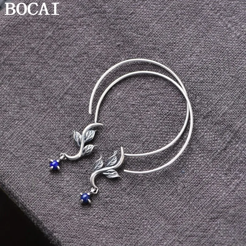 

Серьги-кольца BOCAI NEW S925 из серебра 925 пробы в ретро-стиле, с оригинальным дизайном, нежные и простые, подарок для женщин