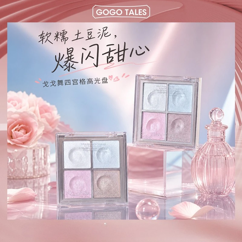gogo-tales-paleta-de-maquiagem-iluminadora-em-creme-4-cores-efeito-pure-de-batata-multiuso-para-rosto-e-blush-com-brilho