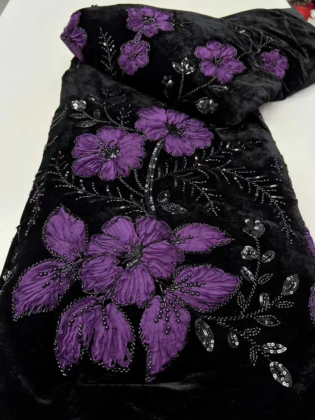 

African Nigerian 3D Groom Tulle Lace Fabric 2025 High Quality Sequins Embroidery Beaded Nigerian French Wedding Party Dress