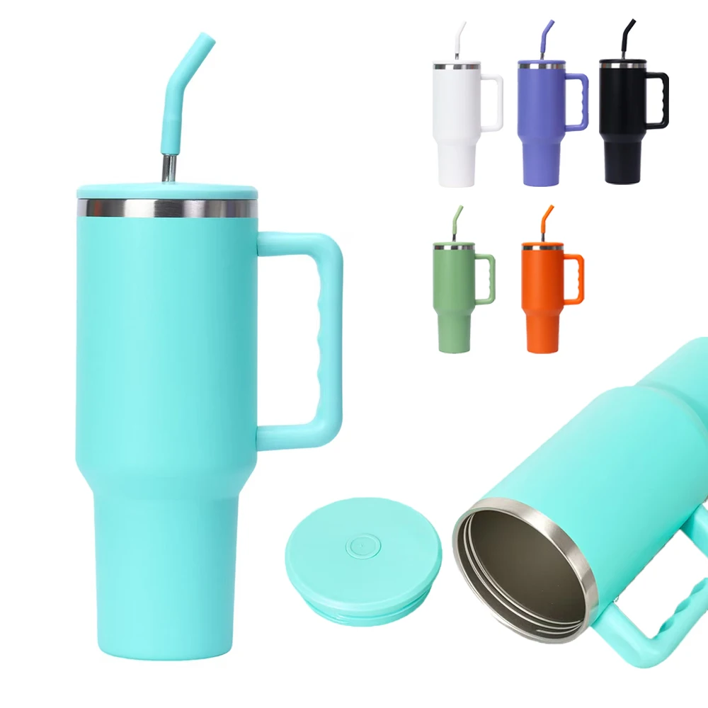 

40 oz Sleeping Mug with Handle and Straw Lid, Insulated Reusable Stainless Steel Travel Mug, 6 Color Options