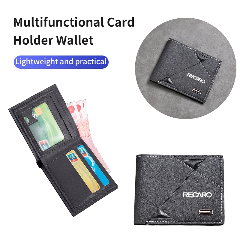 Car Men\'s Short Wallet Folding Short Wallet Credit Card Coin Purse For RECARO Racing Accessories Interior