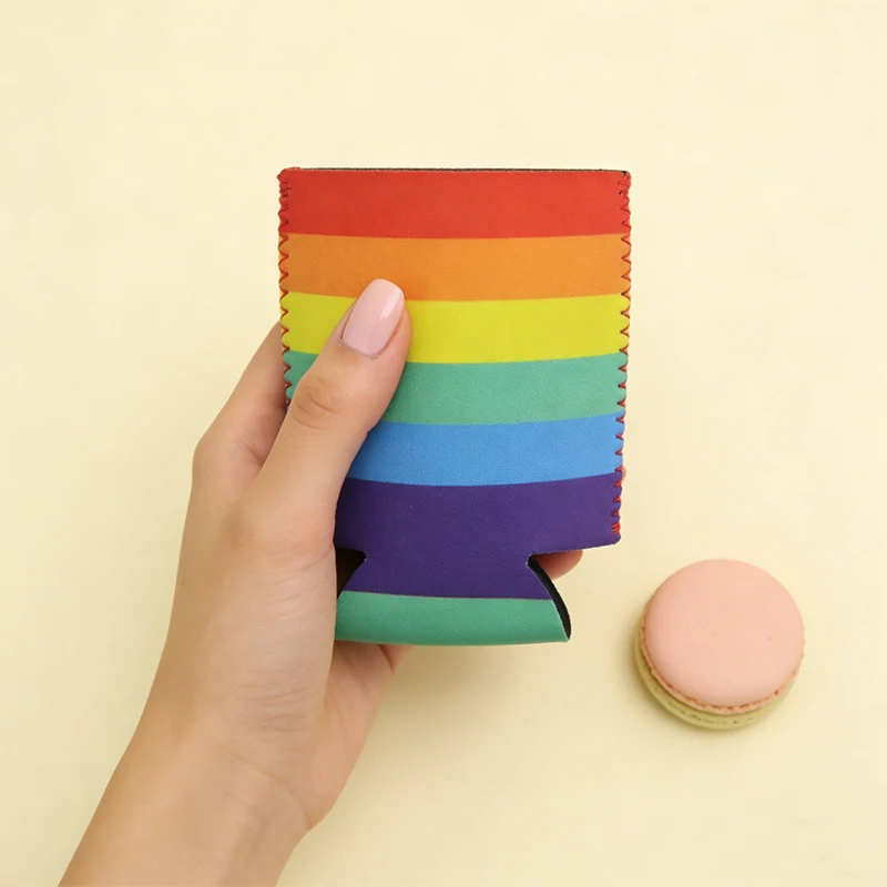 Rainbow Striped Neoprene Cup Sleeve, Heat Insulation Anti-scald Coffee Cup Holder, Reusable Drink Cup Protective Cover