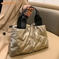 Winter Quilted Nylon Top-handle Bag Space Pad Cotton Casual Shoulder Bag Fashion Design Handbag Large Capacity Shopper Tote Bags