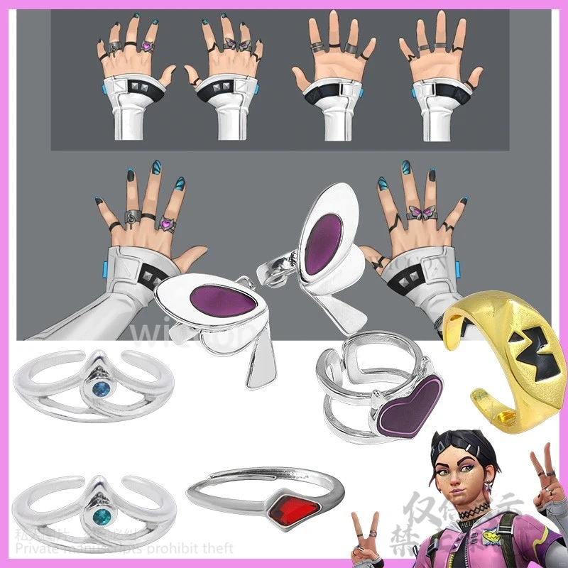 Аниме-игра VALORANT Cos, кольца с персонажами, гвоздика, шалфея, Рейна, выцветание Феникса, реквизит для женщин и мужчин, ювелирные изделия, подарки на Хэллоуин, индивидуальный заказ