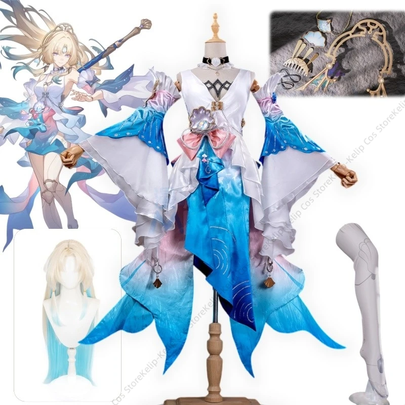 costume-cosplay-pearl-honkai-star-rail-ten-stonehearts-blu-bianco-fantasy-set-completo-per-halloween-carnevale-comic-con-feste