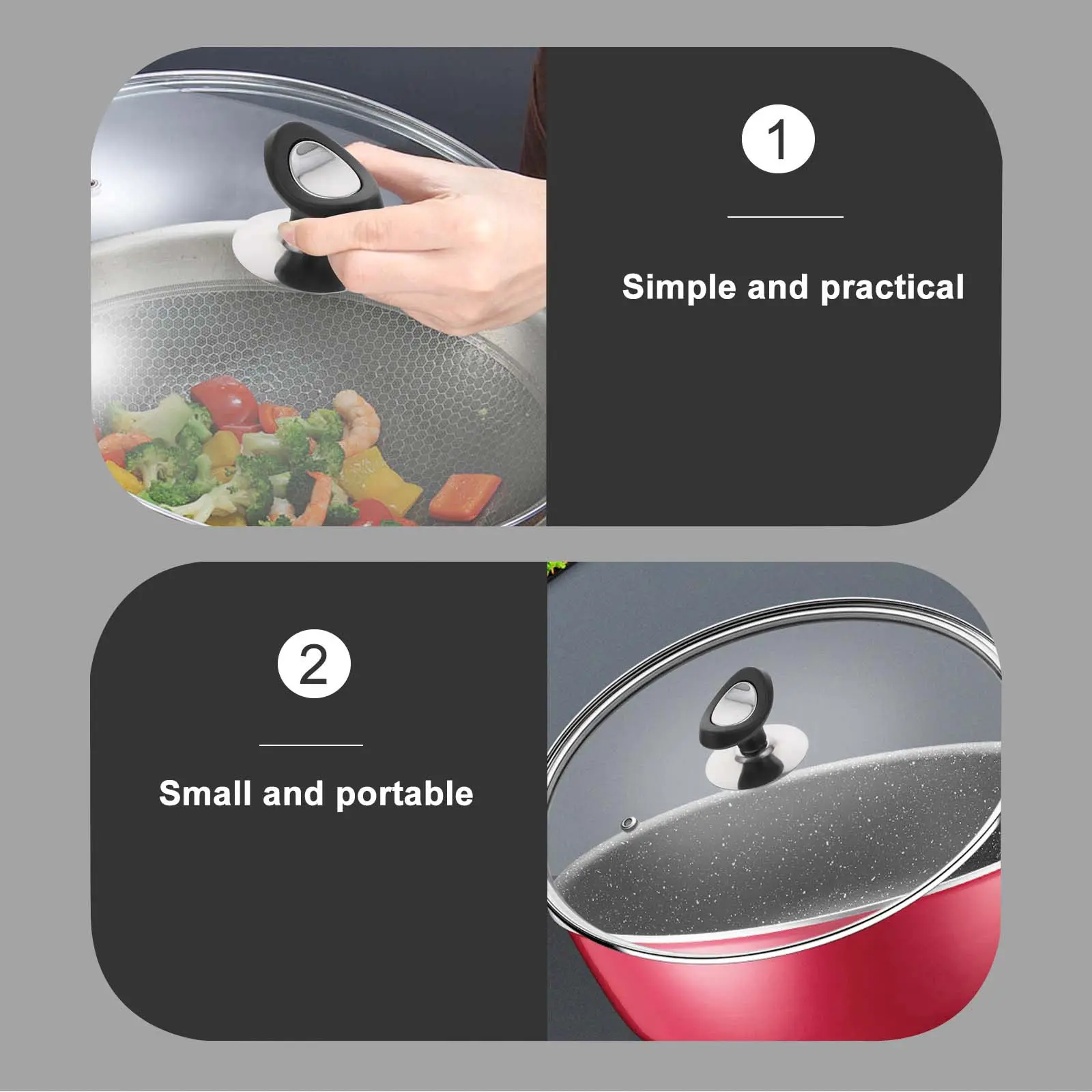 

6pcs Pot Lid Knob Stainless Steel Heat Resistant Friction Resistant Easy Install Insulation Rust-Proof Widened Base Large