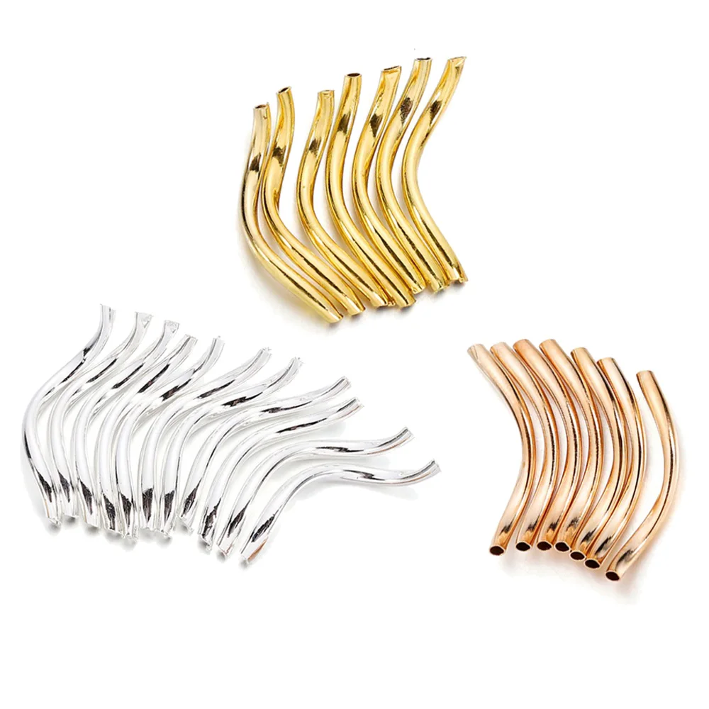 100Pcs/Lot Distortion Copper Curved Tube Spacer Beads Crimp Connectors For DIY Bracelet&Necklace Jewelry Making Accessories