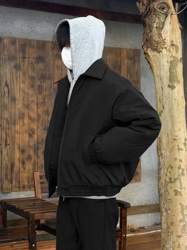 

Warm Flight Baseball Sle Bomber Jaet Men's Loose Fit Cotton Coat Youth Faion Thiened Long Sve Zipper Closure ort...