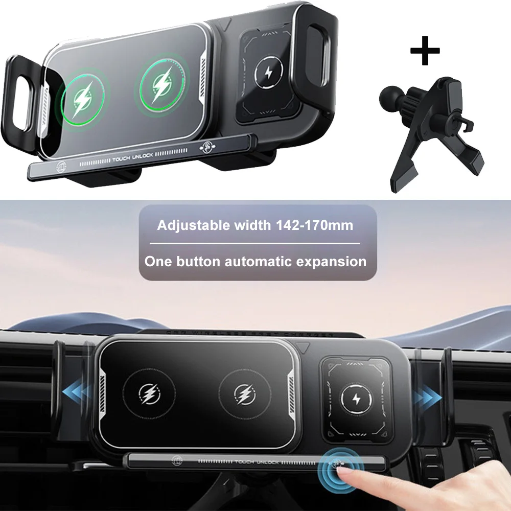 

Автомобильное беспроводное зарядное устройство, держатель для телефона, 2IN1, сенсорная поворотная подставка, универсальное автомобильное крепление для телефона, быстрая зарядка для Samsung iPhone Xiaomi