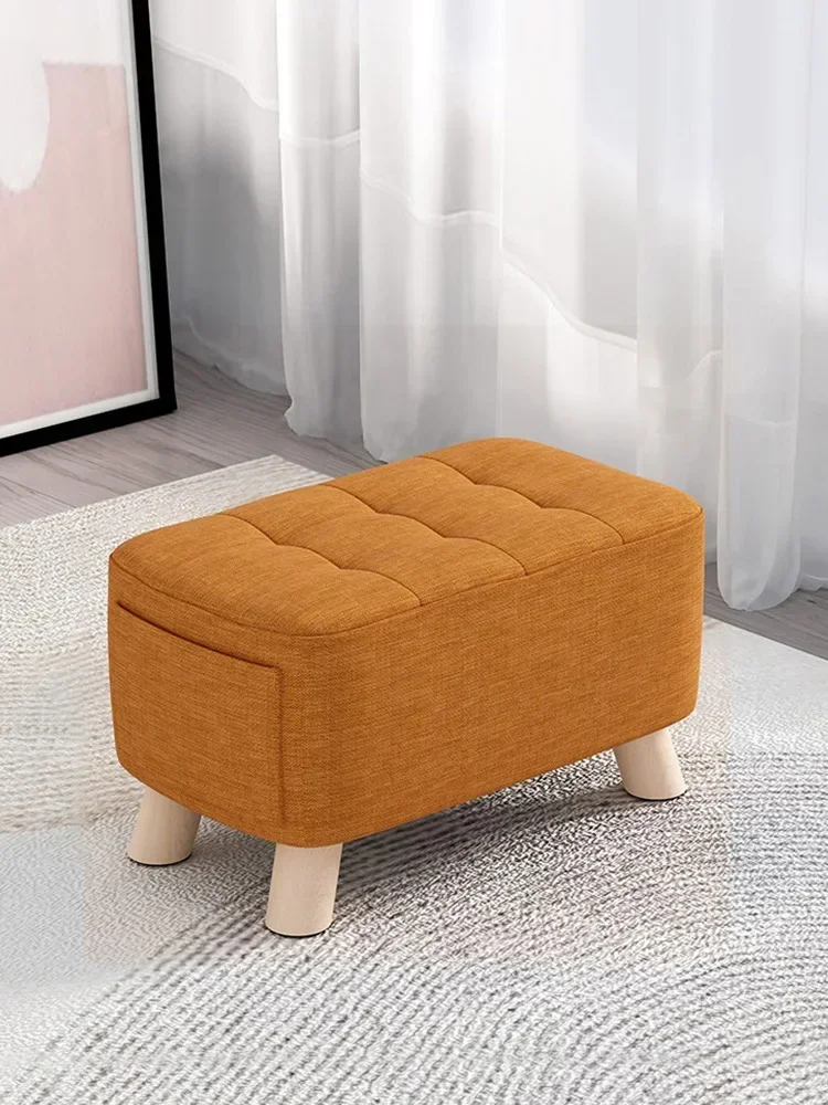 

Wood stool chair Ottoman storage upholstered bench stools Stackable Sofa stool Light luxury Vanity chair space saving furniture