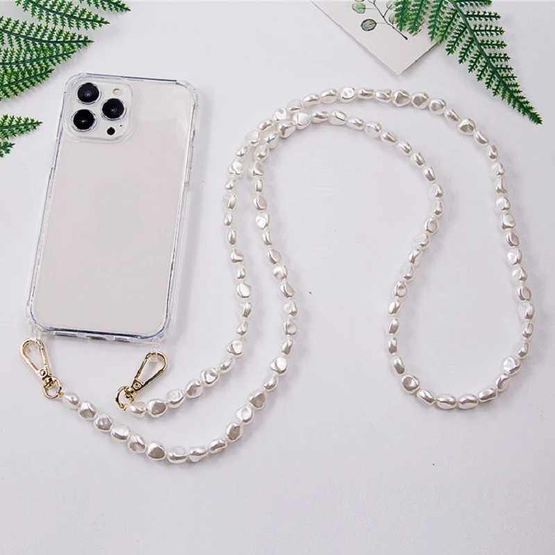Luxuriöse Perlenketten-Umhängetasche Stoßfeste Hülle für iPhone 17 Pro Max 18 16 14 13 12 Mini 15 Plus Lanyard Acryl Transparente Abdeckung – Detail 1