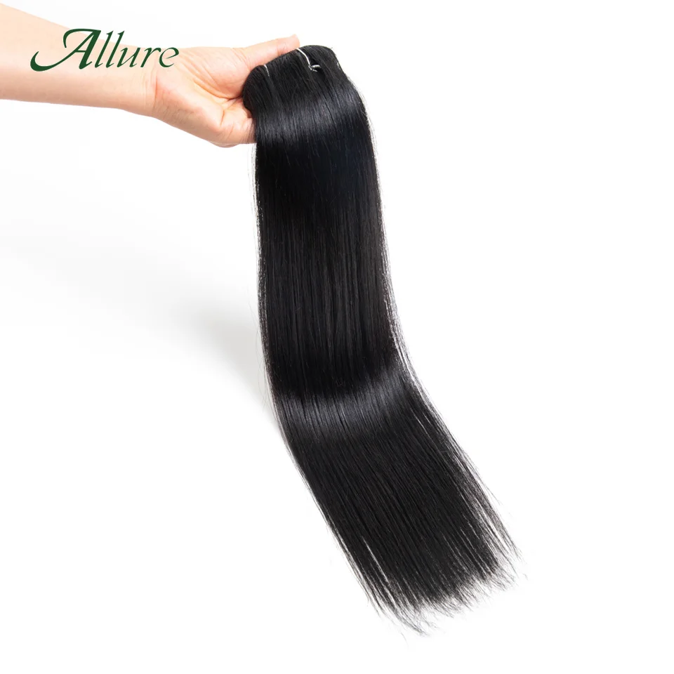 Allure Clip In Hair Extensions Human Hair Brazilian Straight Clip In Natural Black Brown Clip Ins Remy Hair 7Pcs Set For Women