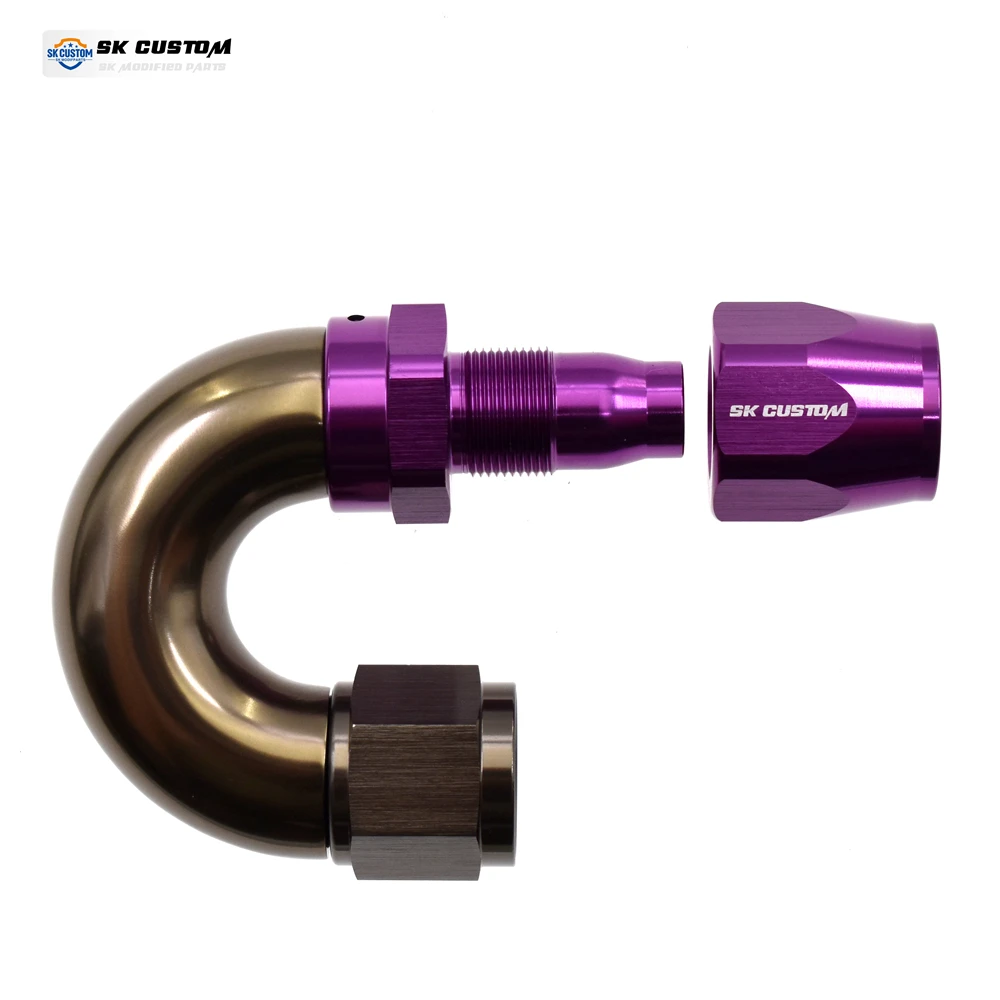 SKCUSTOM Purple AN10 One Piece Hose End Forged Aluminum Alloy Swivel Fuel Fitting Adapter Str0° 45° 90° 120° 150° 180° Interface