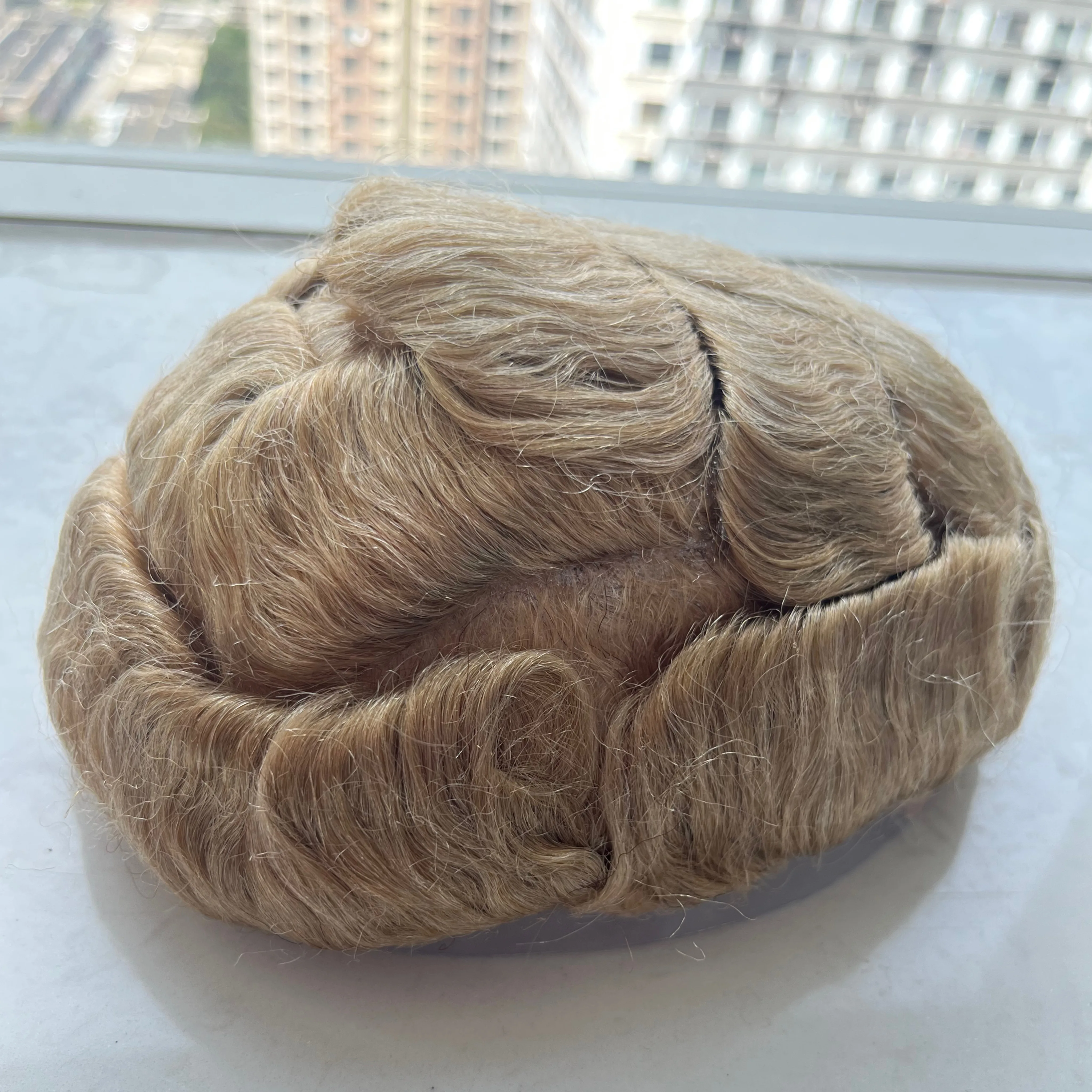 

Мужской парик плотности 130% 6 дюймов # 22R блондинка Q6 мужской парик Невидимые кружевные и завязанные из искусственной кожи Мужской протез для волос 100% мягкие человеческие волосы