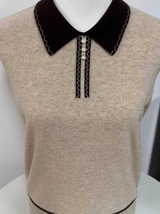 

Casual Style Mom Knitted Sweater Loose Long Sleeve Collar Base Layer Autumn Winter Fashion New Arrival Women's Knitwear