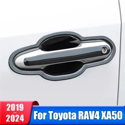 Stainless Car Door Handle Door Bowl Cover Trim For Toyota RAV4 2019 2020 2021 2022 2023 2024 RAV 4 XA50 Hybrid Accessories