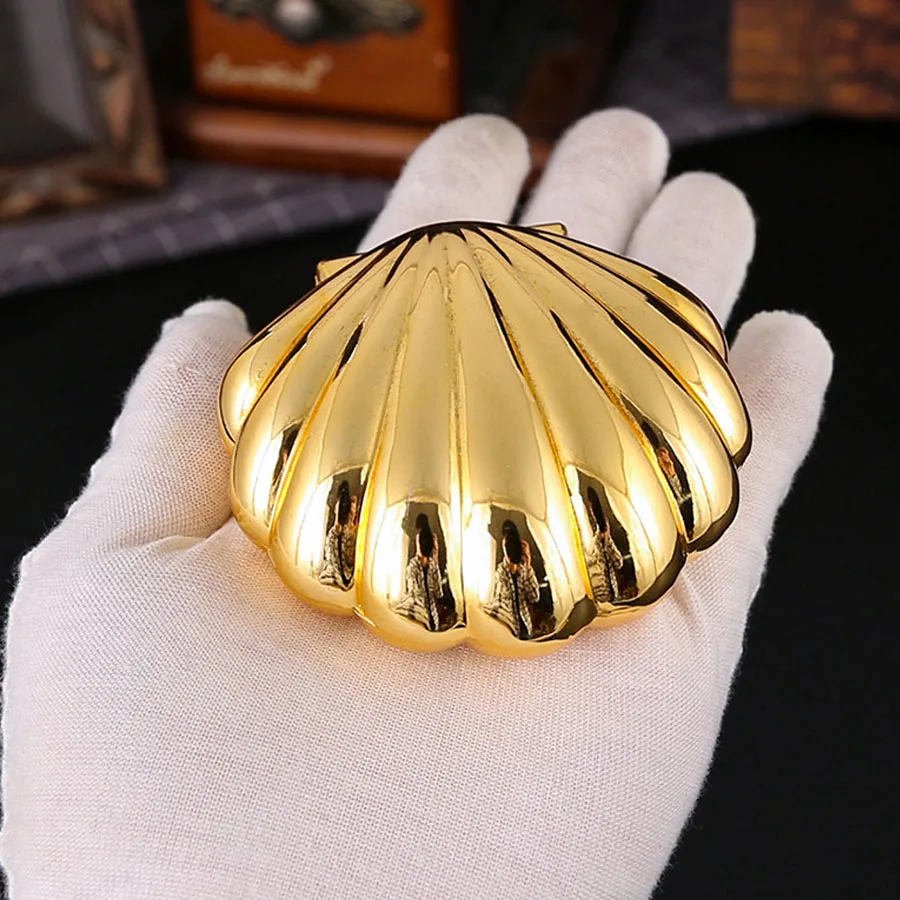 Shell Jewelry Box Golden Shells Shaped Earring Ring Storage Case Organizers Decorative Holder for Necklace Pendants Accessories
