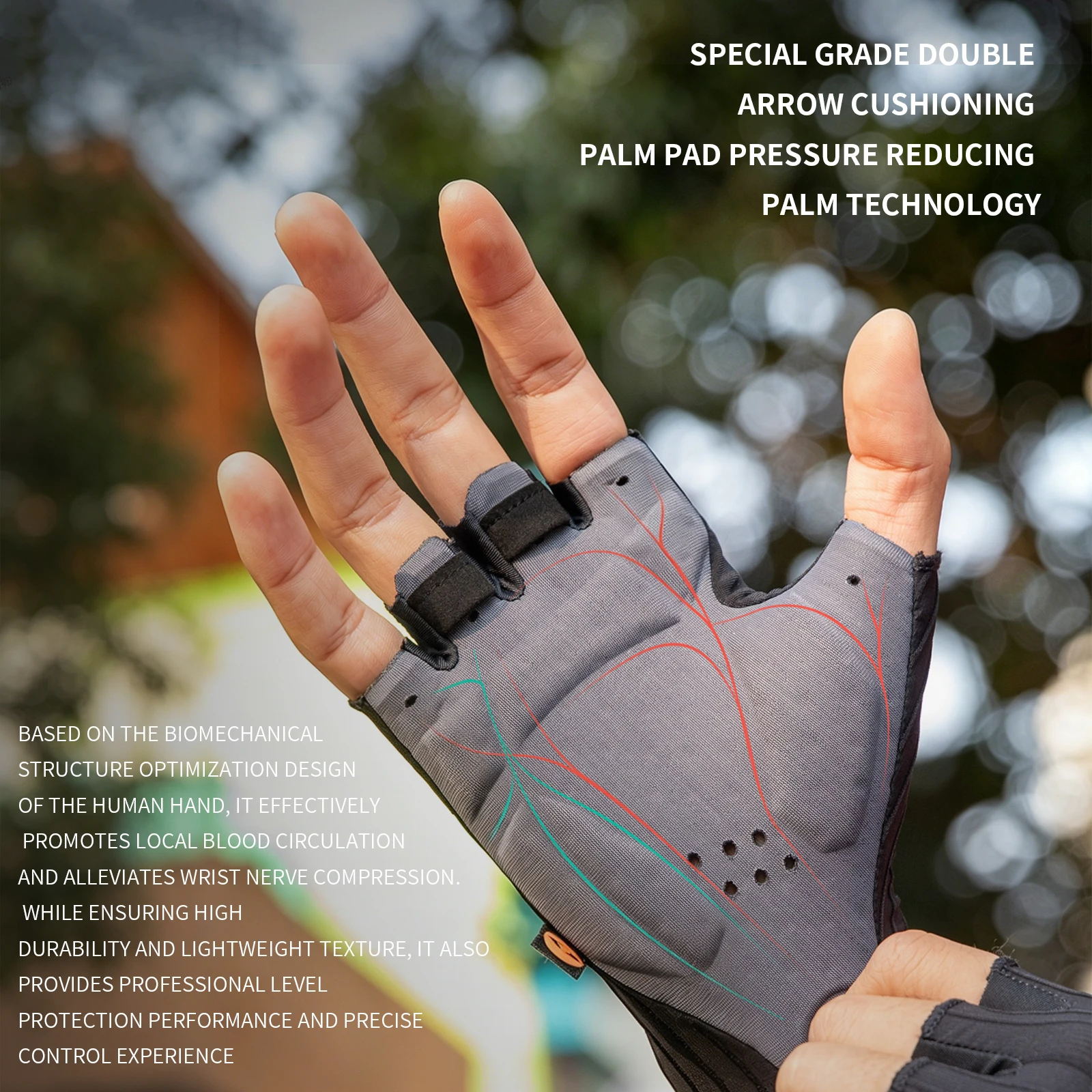 TOSUOD Halbfinger-Fahrradhandschuhe Stoßdämpfende Atmungsaktive Rutschfeste Fahrradhandschuhe Sommer-Trainingshandschuhe – Detail 6