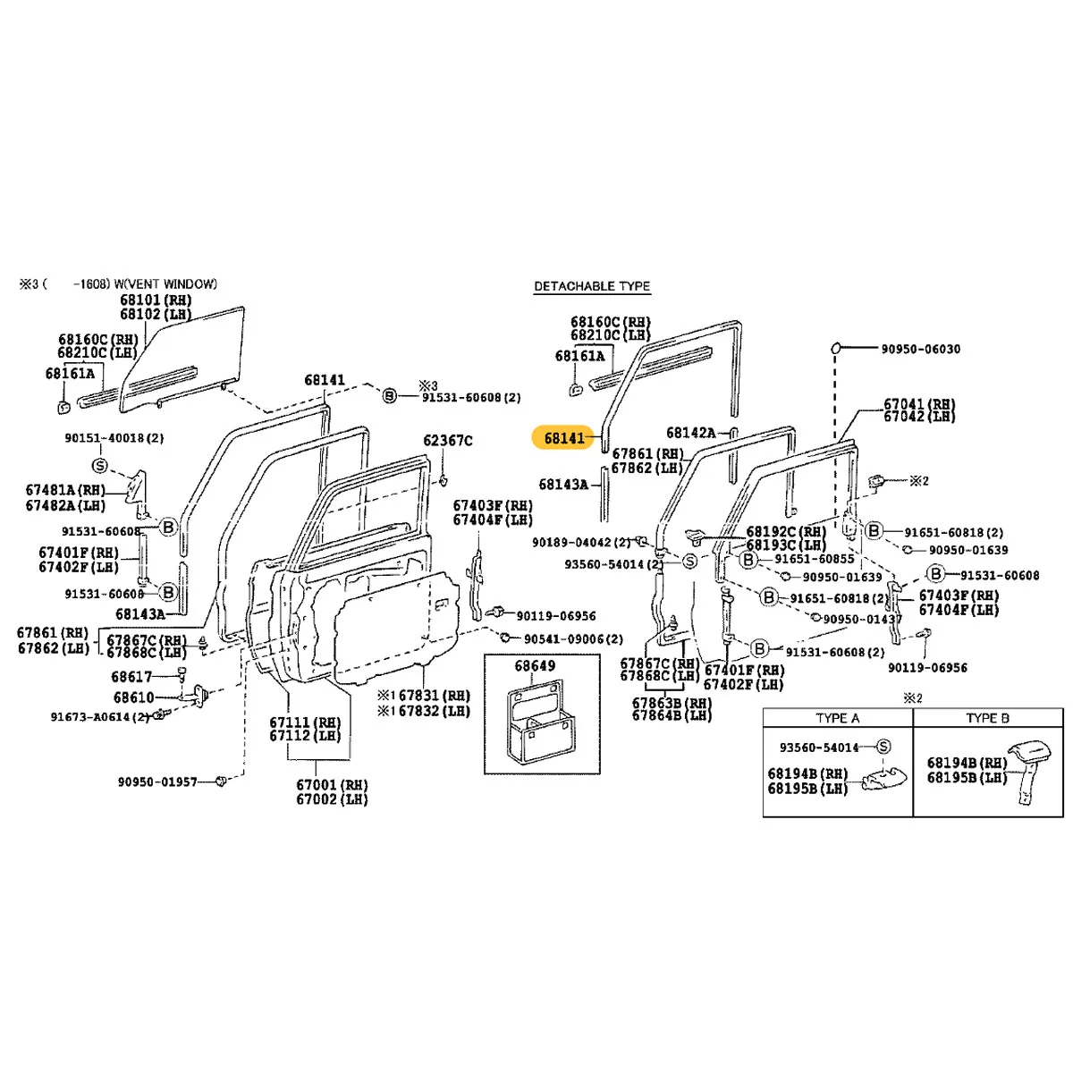 4 Door L or R door glass run channel for Land Cruiser 70 2006-2027 LC70/75/76/77 FJ75 HZJ75 68142-90K03 NOT FIT 2 Door Short