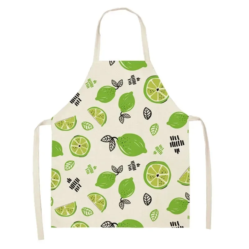 

Summer Lemon Strawberry Print Apron for Women Men Cotton Linen Kitchen Cooking Baking Smock Pinafore Anti-fouling Housework Bib