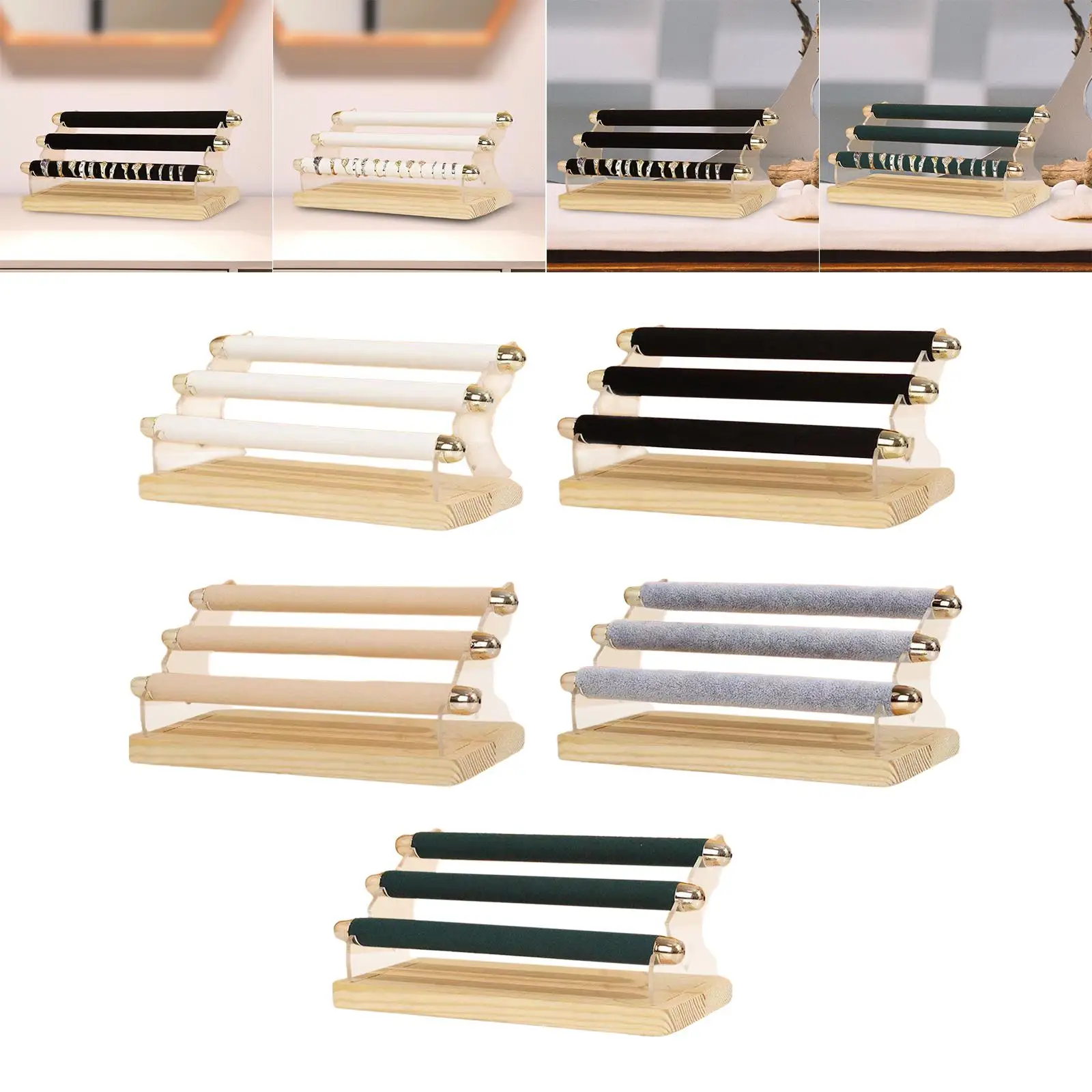 

Rings Display Stand Detachable with Wooden Base Rings Holder Ring Storage Rack