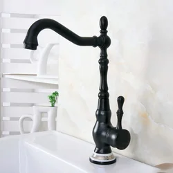 Basin Faucets Black Oil Rubbed Bronze Single Handle Bathroom Sink Faucet Swivel Spout Bathbasin Vanity Sink Mixer Taps Lnf662