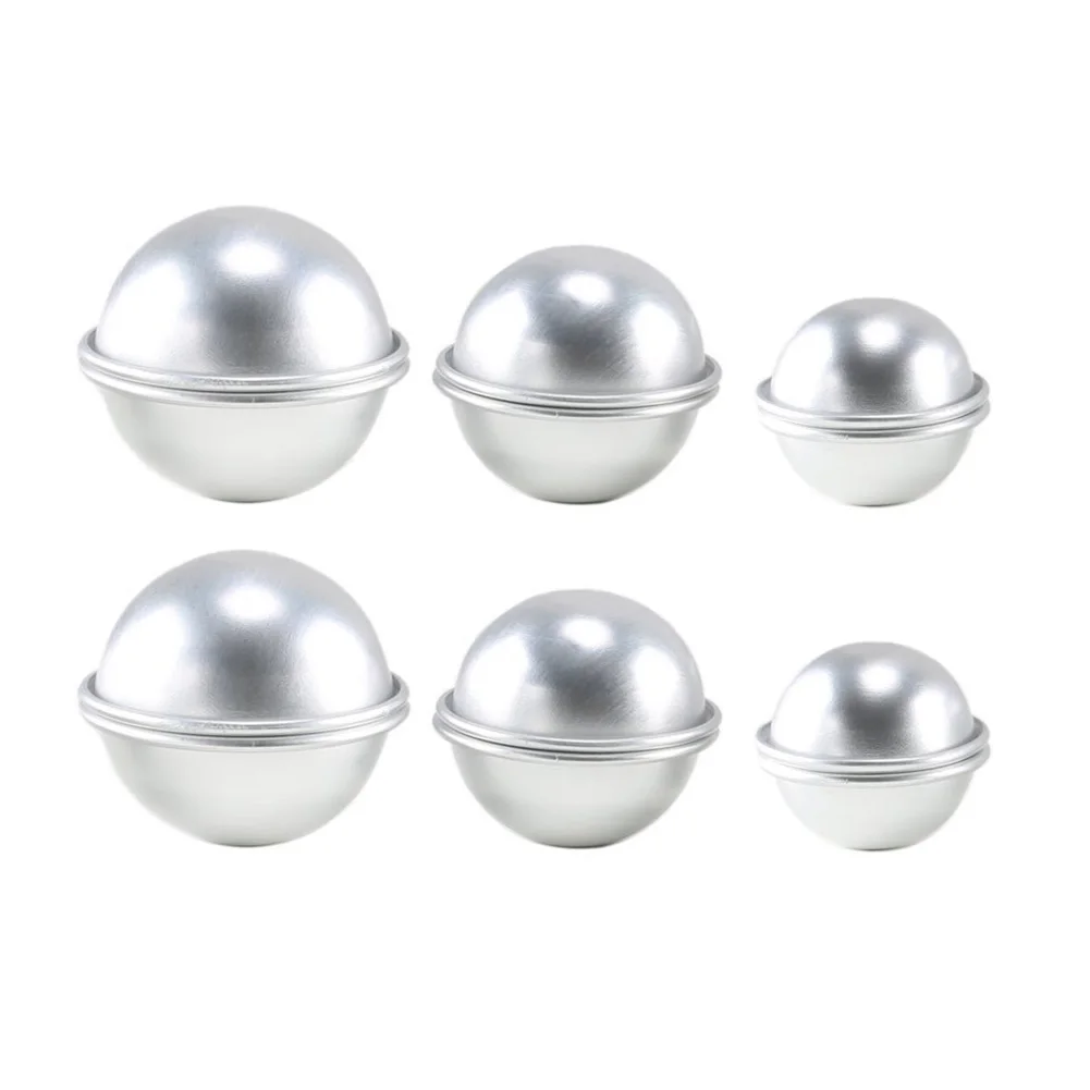 6PCS Bath Salt Molds DIY Semicircle Sphere Tool Round Aluminium Alloy Bath Bomb Salt Ball Homemade Crafting Metal Bath Tool Mold