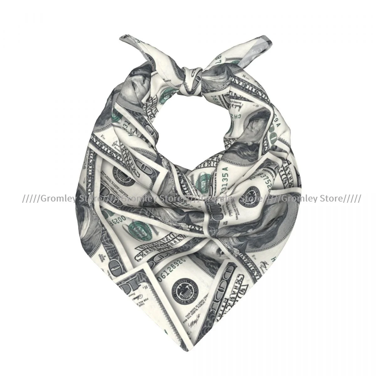 US Dollar Currency Money Pattern Square Scarf Soft Breathable Daily Kerchief