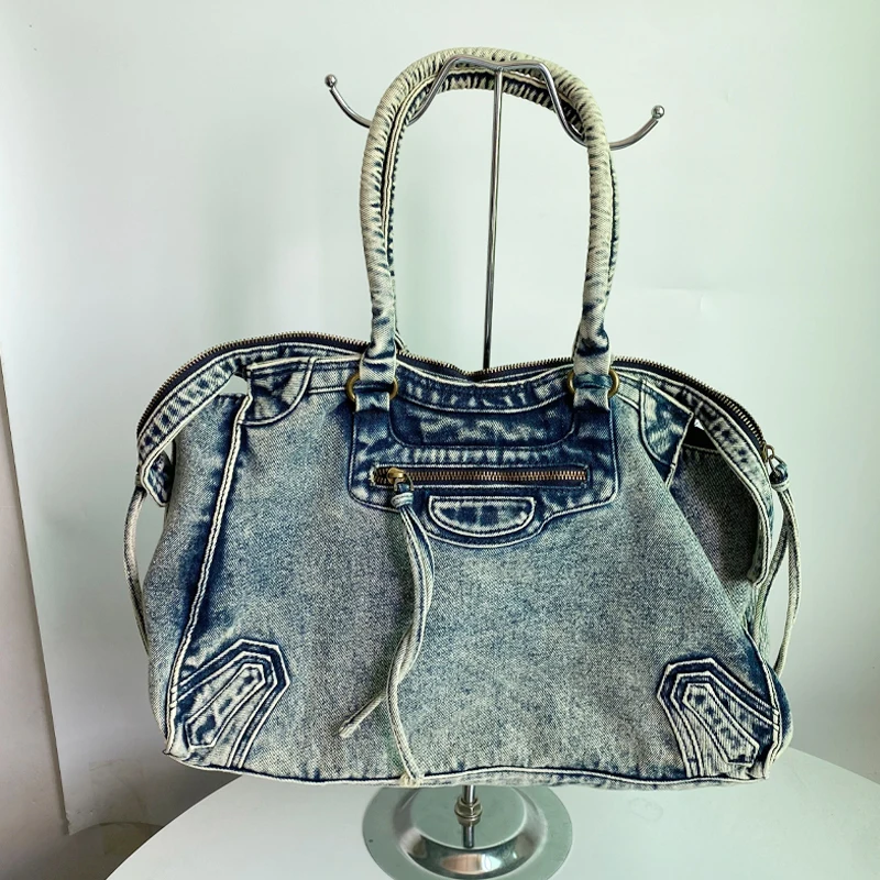 City Bags for Women Luxury Designer Denim Tote Bags 2024 Fashion Trends Shoulder Bags Large Capacity Denim Crossbody Bags