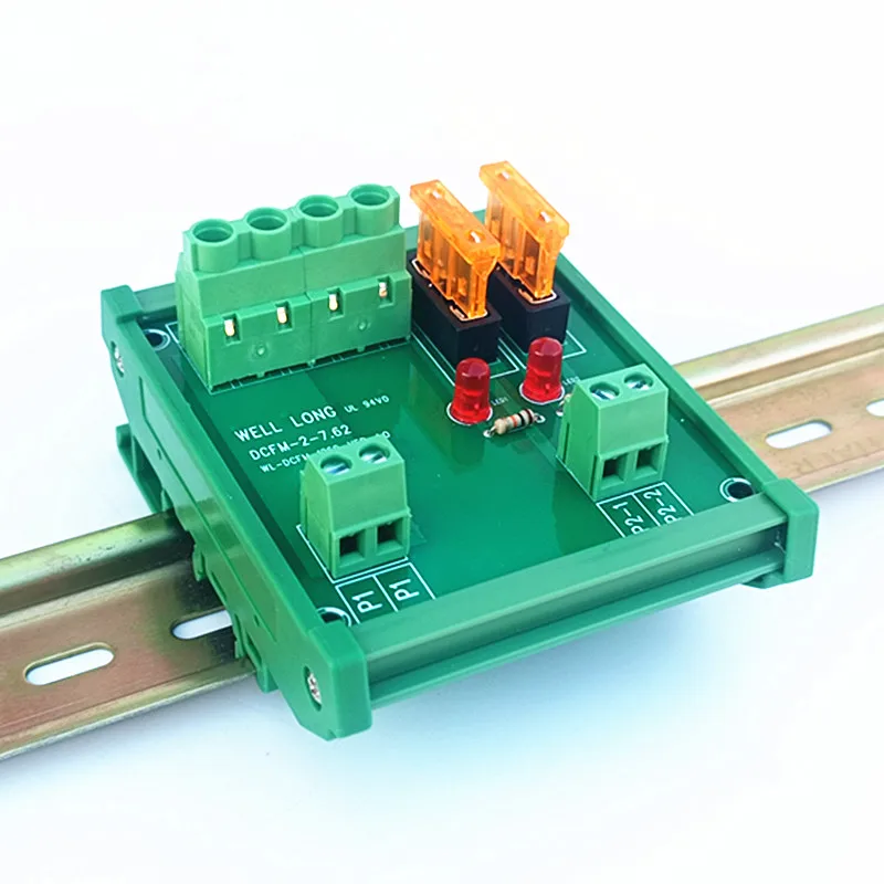 DIN Rail Mount 2 Position Fuse Power Distribution  Module Board,For AC/DC 5~32V.