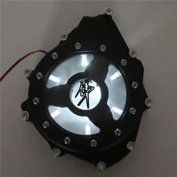 Aftermarket Motorcycle Part white LED See Through Engine Stator Cover For Suzuki GSX1300R Hayabusa 1999-2020 BlacK