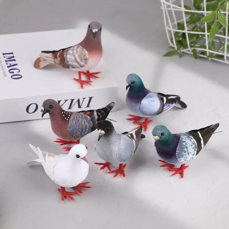 محاكاة الطيور الاصطناعية رمادي حمامة حمامة نموذج تقليد الحيوان حفل زفاف إمدادات التصوير الدعائم ديكور المنزل