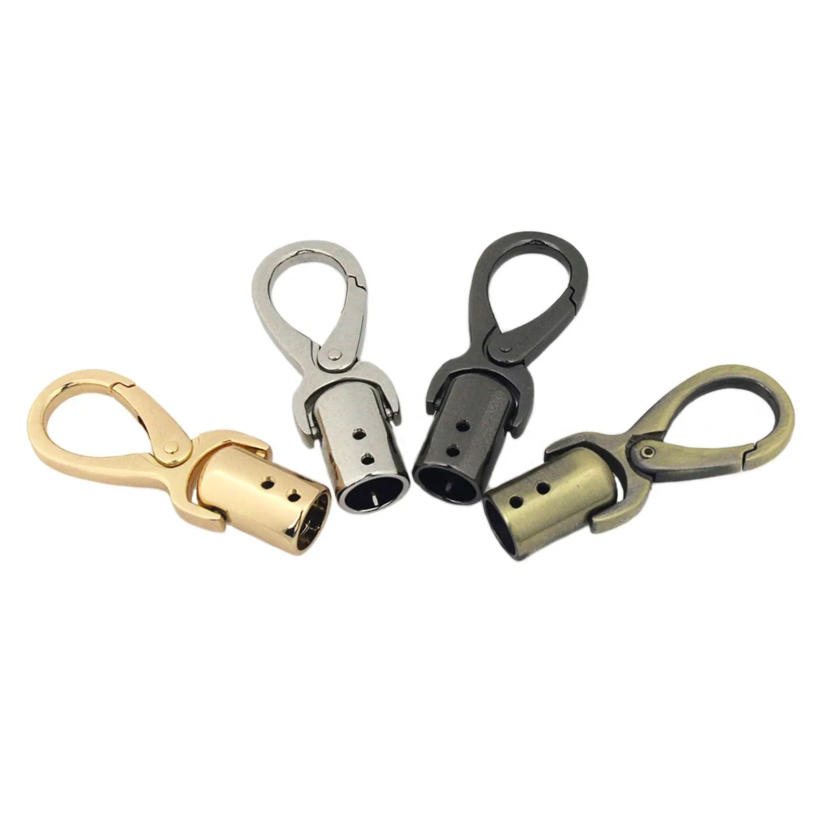 1pcs Metal Chain Leather Cord Crimps End Tip Caps Connectors Snap Hook Trigger Clasps Clips for Leather Craft Bag Strap Belt