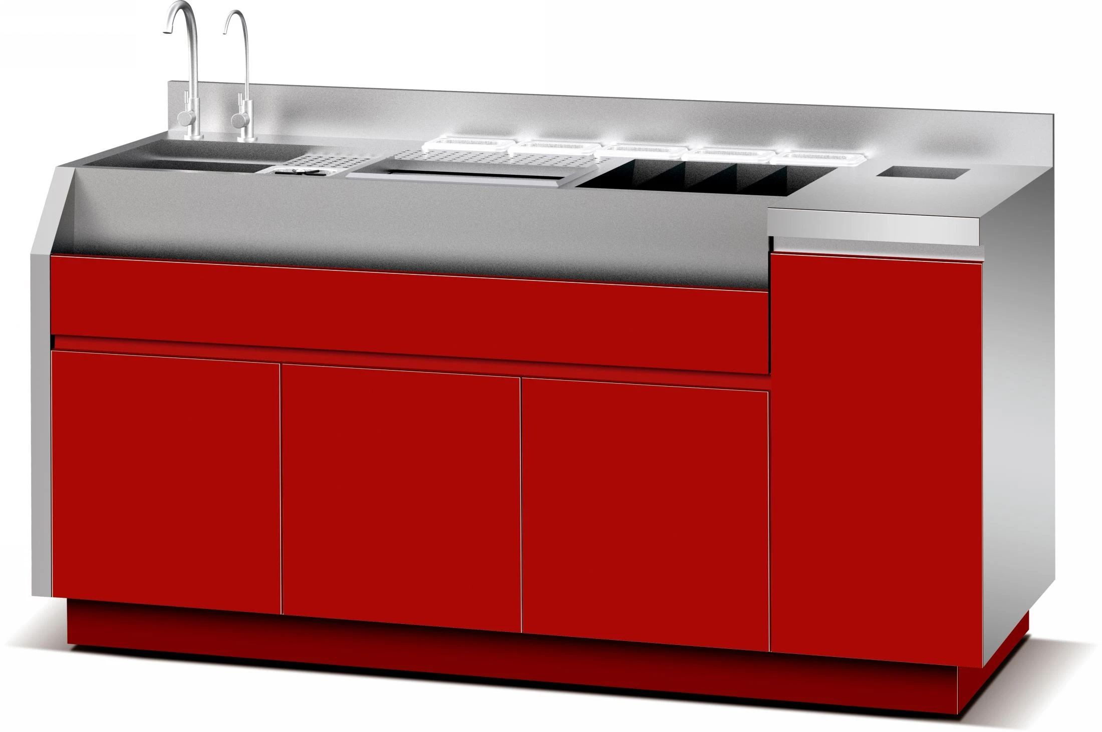 Commercial Kitchen Customized Cocktail Bar Black Steel & Chinese Red Stainless Steel Material New Condition