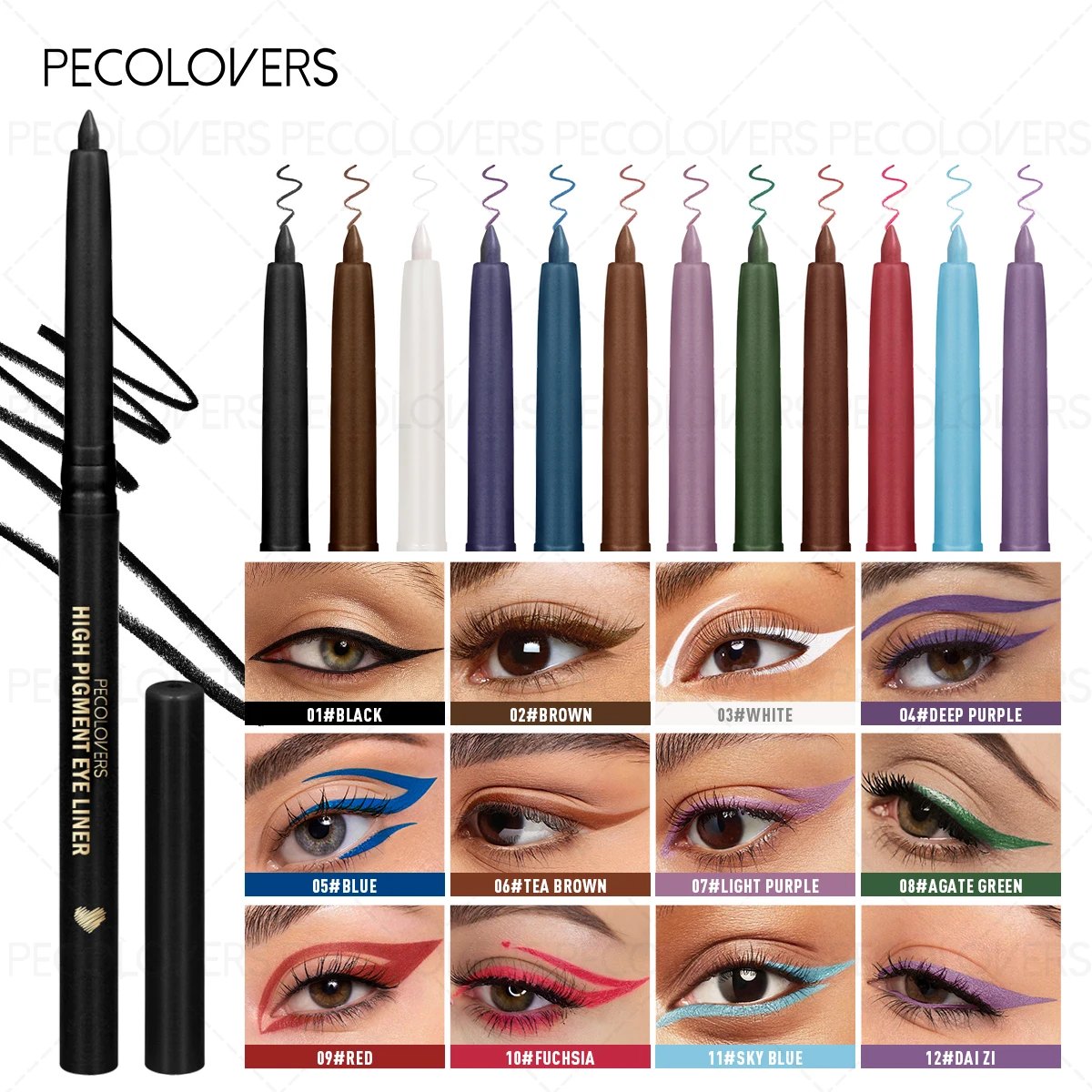 Nicht trocknender Eyeliner, farbiger Augenbrauenstift, langlebig und weich, Weihnachtsgeschenk