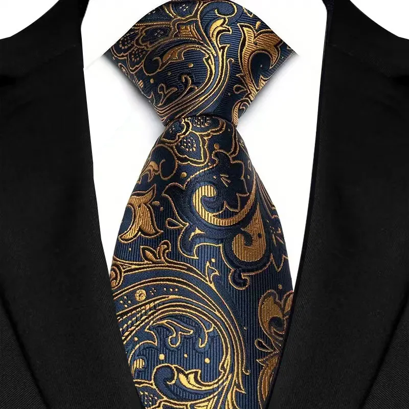 Luxury 8CM Mens Necktie Floral Paisley Ties For Man Groom Jacquard Woven Neck Tie  Accessories For Business Wedding Party