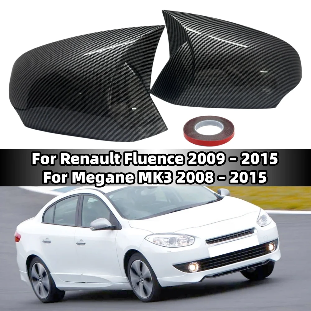 

For Renault Megane 3 MK3 III 2008-2015 Fluence 2009-2015 Car Side Rearview Mirror Cover Glossy Black Door Wing Mirror Caps
