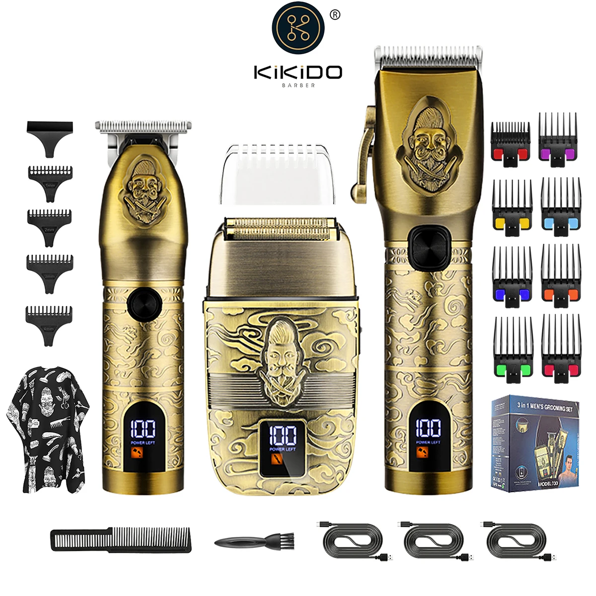 

KIKIDO KK-730 Electric Barber Push Shaver Professional Men's Hair Trimmer Set Multi-Purpose Vintage Haircut Sets Material Blade