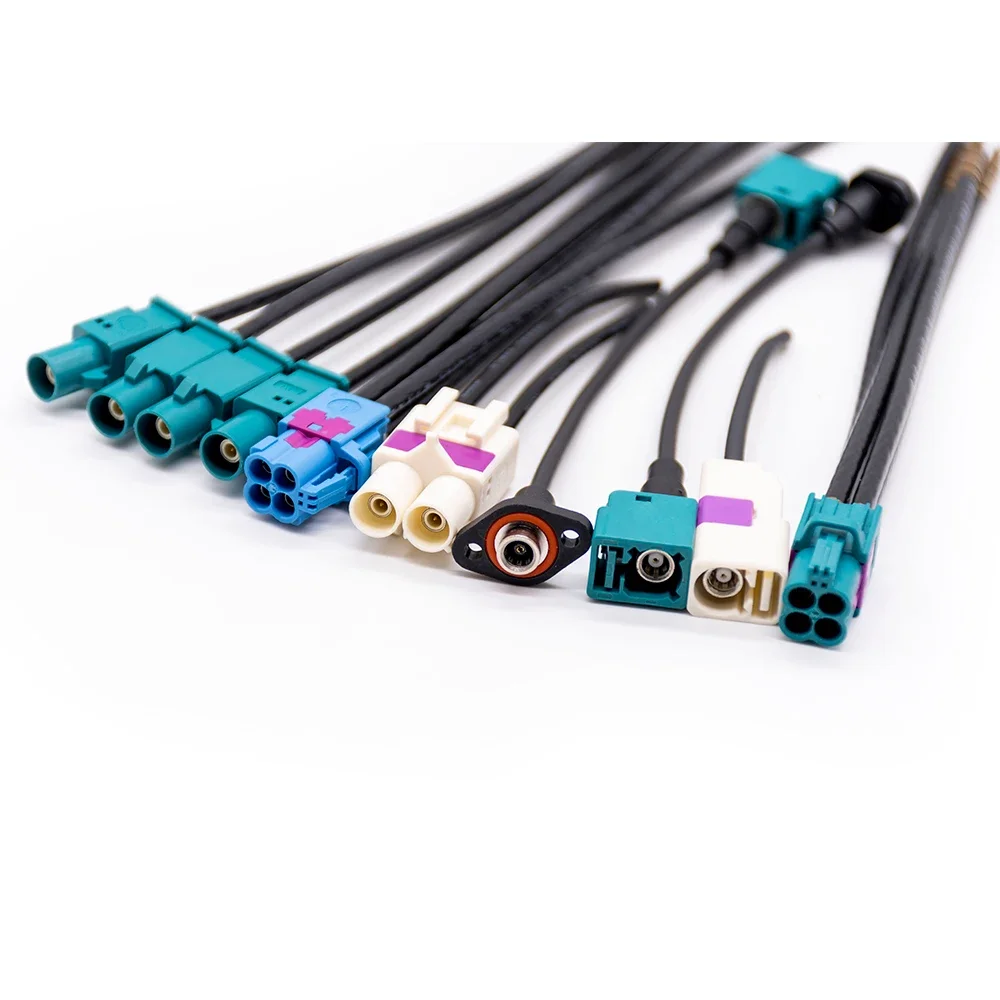 Automotive HSD Fakra Cable for Multifunction GPS GSM TV Radio Coaxial Cable 4pin Connector 1M Code E Z Male Female Lvds