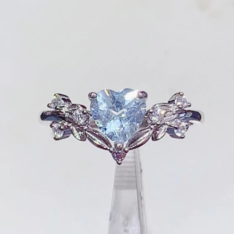 

Vintage Style 925 Silver Ring Natural Aquamarine Jewelry with Certificate 6mm Genuine Aquamarine Silver Ring for Women