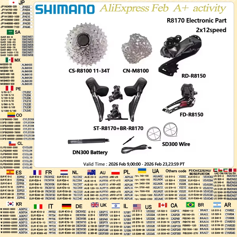 

Shimano Ultegra R8170 Di2 Electronic Part 2x12S R8150 Rear Derailleur R8100 Cassette Hydraulic Disc Brake Road Bicycle Part