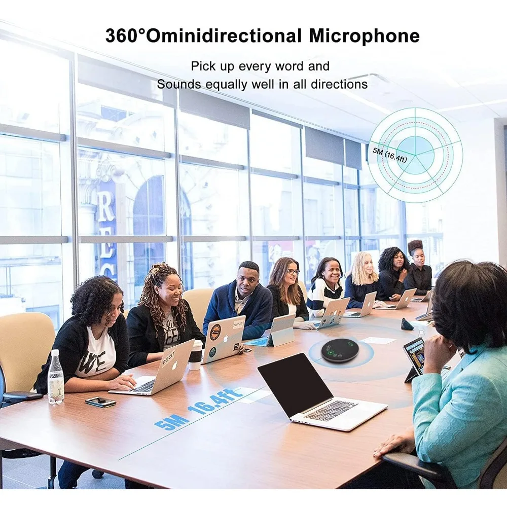 360° Sound Pickup Wireless Speakerphone, AI Noise Cancelling for 8-12 People, 8 Hours Talk Time view 3