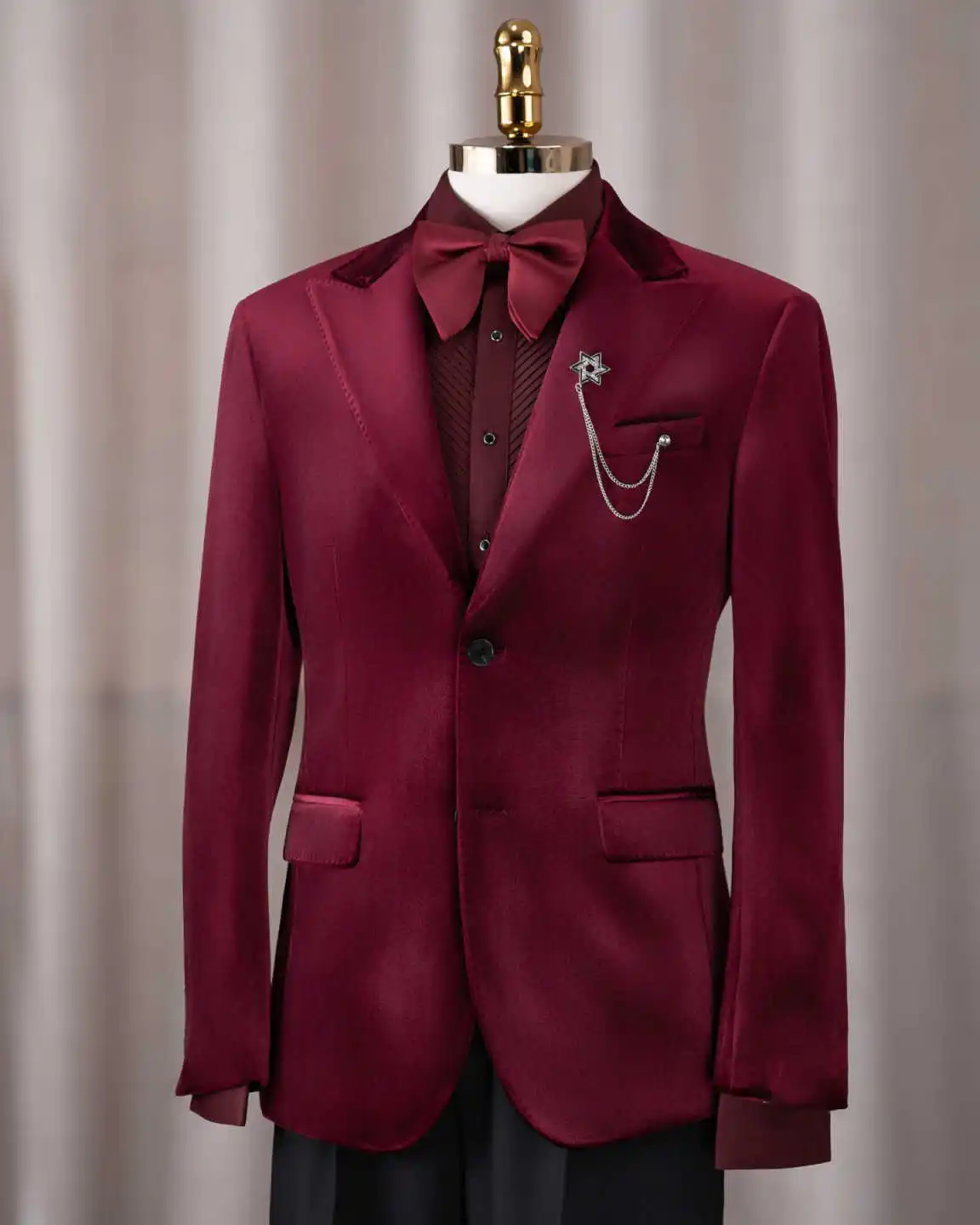 Formal Wedding Blazer Men Velvet Notched Lapel Single Breasted Suit Jacket For Groom Business Banquet Party Occasion Customized