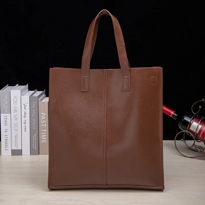 Men's minimalist handbag, large capacity tote bag, trendy casual one shoulder crossbody bag